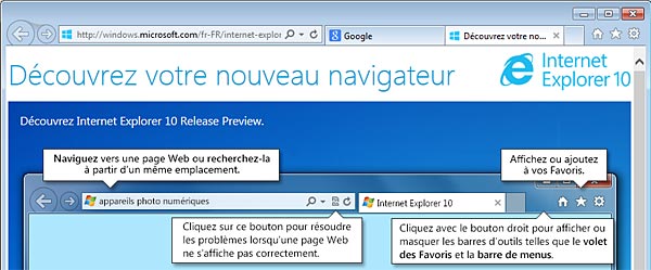 page accueil IE10 Internet Explorer 10
