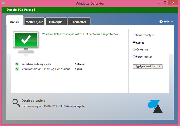 tutoriel Windows Defender antivirus logiciel Windows8