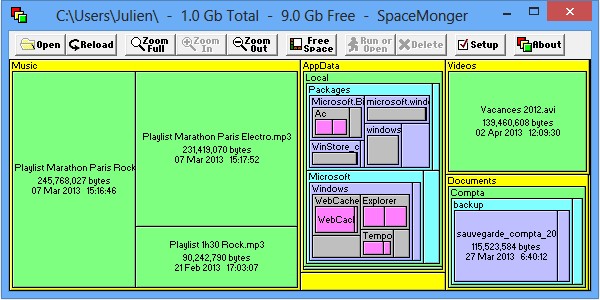 Spacemonger : un outil pour surveiller son disque dur