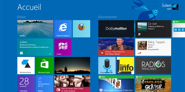 Windows 8.1 ecran accueil WindowsFacile