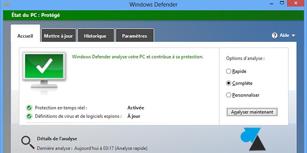 Télécharger les dernières mises à jour pour Security Essentials et Windows Defender