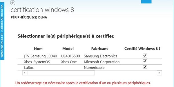Windows 8 8.1 peripherique DLNA TV