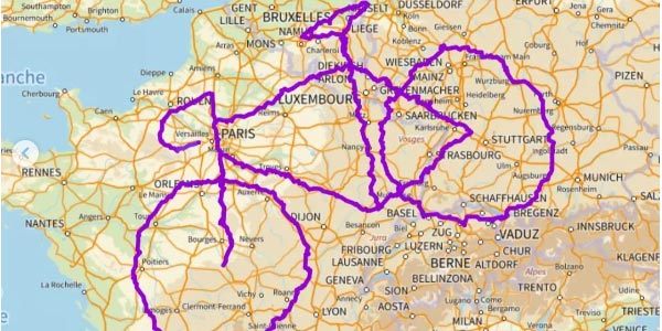 GPS Drawing velo Europe