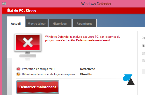 Activer et désactiver l’antivirus intégré à Windows 8