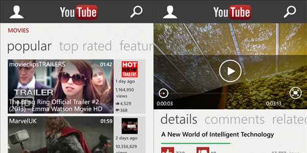 YouTube arrive sur Windows Phone