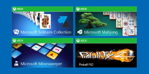 Solitaire, Freecell, Démineur, Mahjong, flipper sur Windows 8