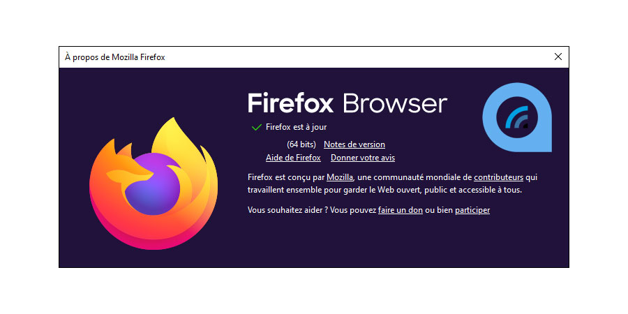 Firefox browser about