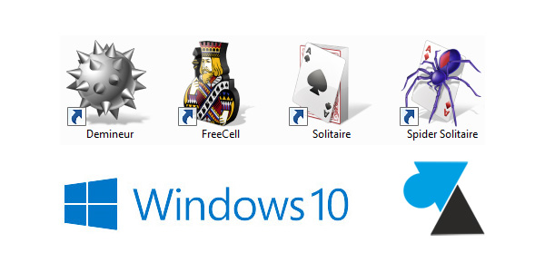 Demineur Spider Solitaire FreeCell jeux XP sur Windows 10