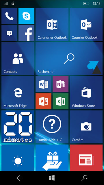 page accueil demarrage Windows 10 Mobile smartphone