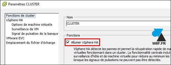VMware vSphere Client activer HA