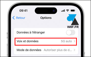 iPhone activer 5G reseau mobile