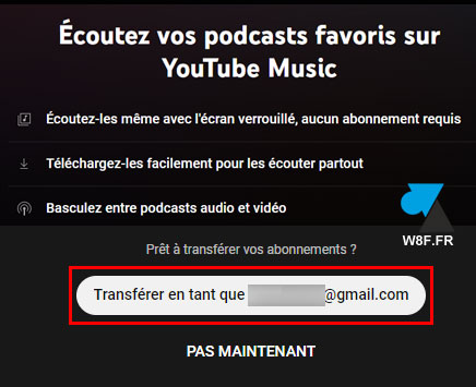 transfert google podcasts youtube music