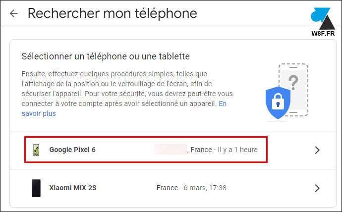 android rechercher telephone choix