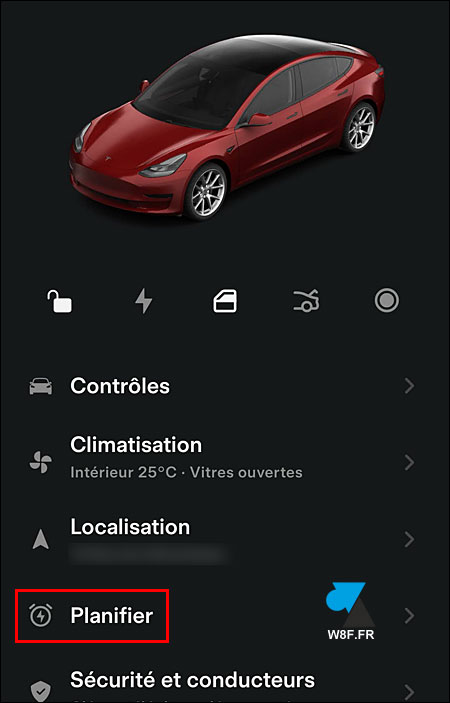 tesla app planifier