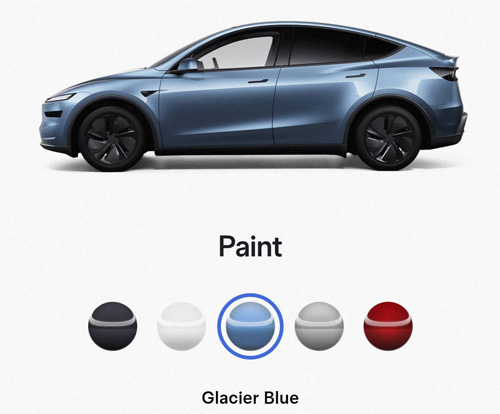 Tesla Model Y 2025 bleu glacier Juniper