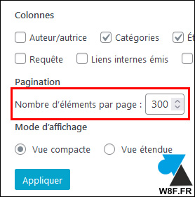 wordpress nombre elements 300