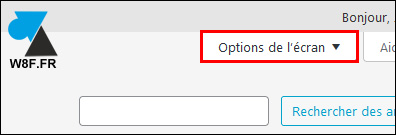 wordpress options ecran