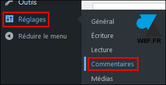 wordpress reglages commentaires